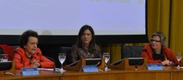 Ministra Eleonora Menicucci (SPM); Luiza Carvalho (ONU Mulheres para Américas e Caribe); e Nadine Gasman (ONU Mulheres no Brasil) durante palestra sobre o progresso das mulheres no mundoValter Campanato/Agência Brasil