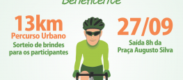 O passeio ciclístico beneficente será no próximo domingo (27/09), a partir das 8h, na praça Dr. Augusto Silva